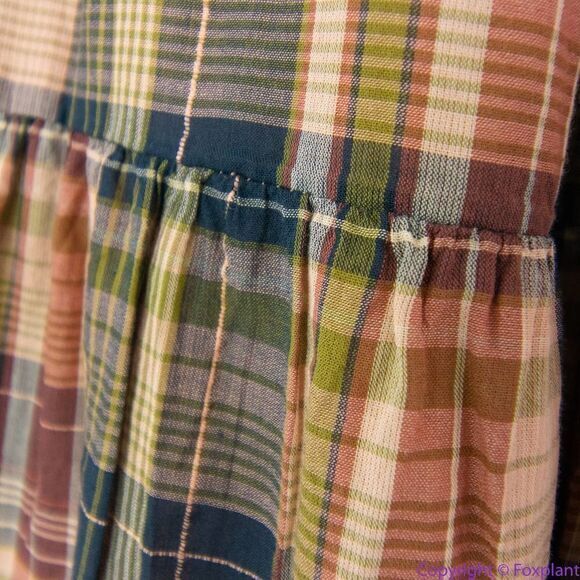 NEW Madewell Flutter-Sleeve Tiered‎ Midi Dress in Plaid, M - Picture 11 of 16